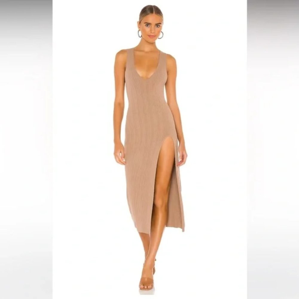 Michael Costello X REVOLVE Size XS Variegated Rib Bodycon Dress in Taupe